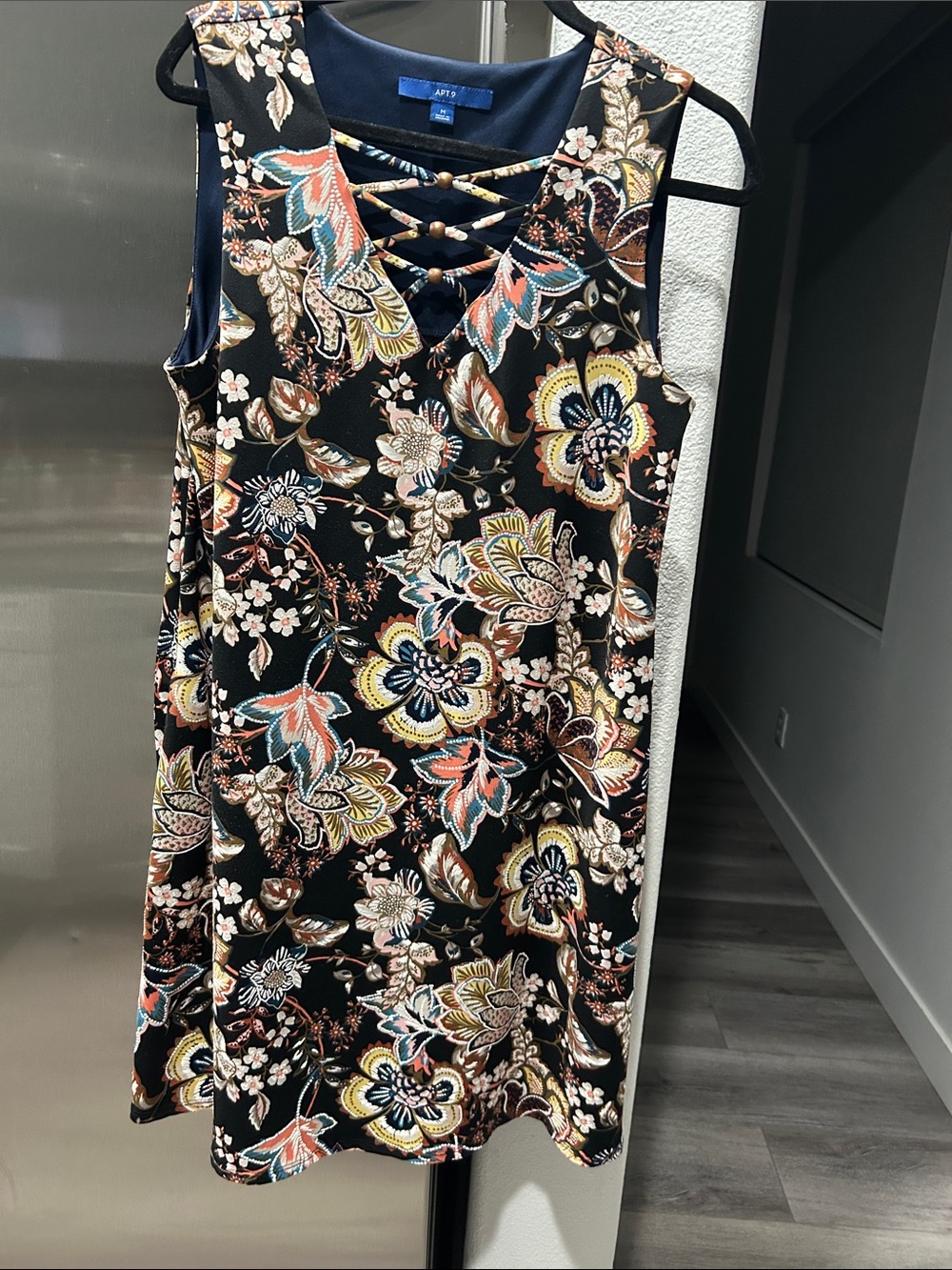 Apt. 9 Black Floral Lace-Up Midi Dress